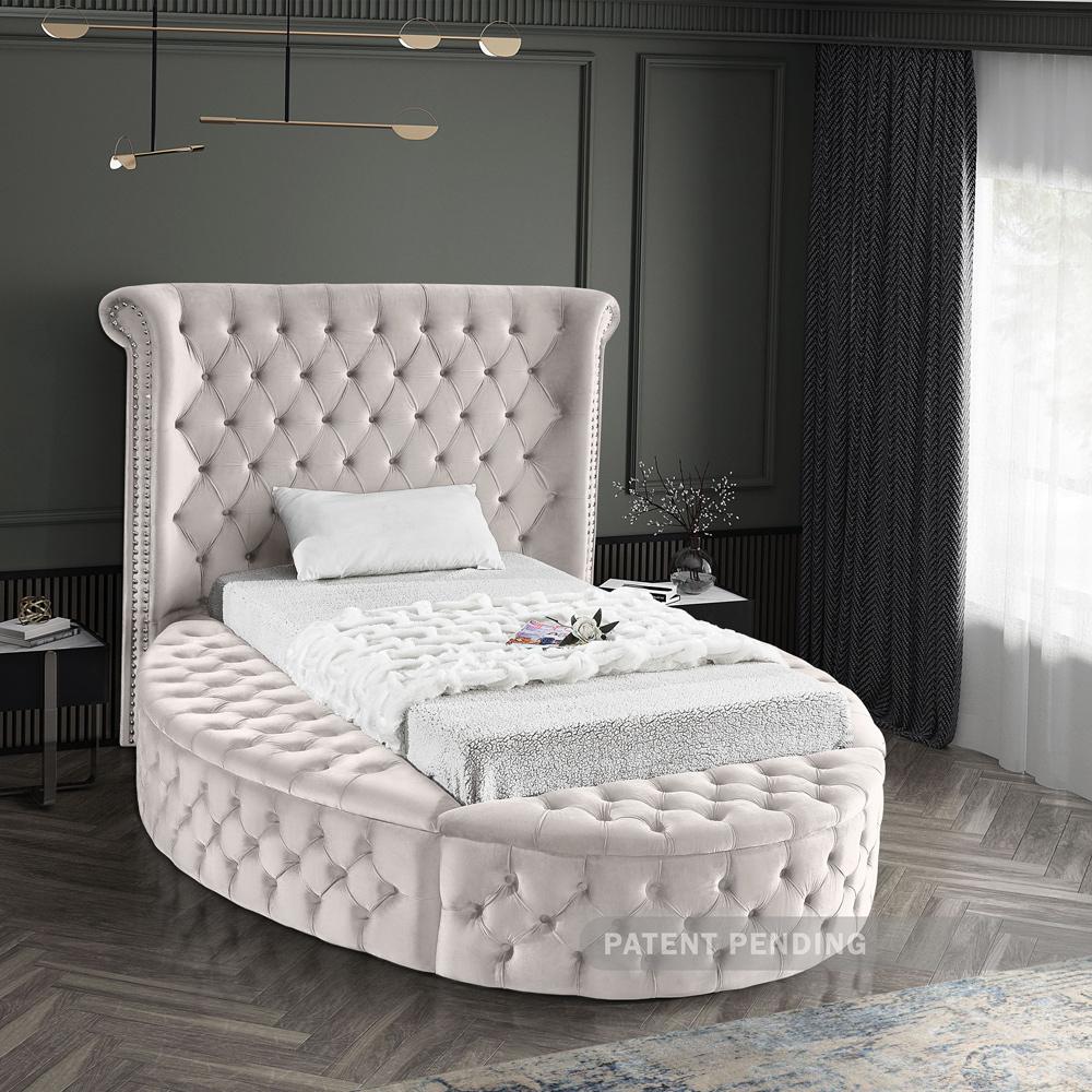 Meridian Furniture - Luxus Cream Velvet Twin Bed - LuxusCream-T veiw 3