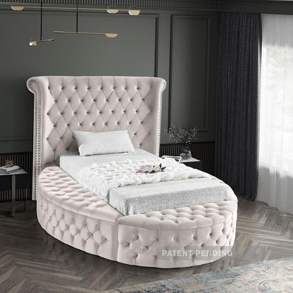 Meridian Furniture - Luxus Cream Velvet Twin Bed - LuxusCream-T veiw 3