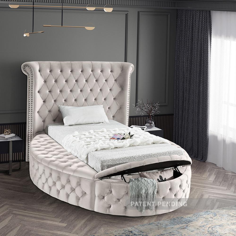 Meridian Furniture - Luxus Cream Velvet Twin Bed - LuxusCream-T veiw 4