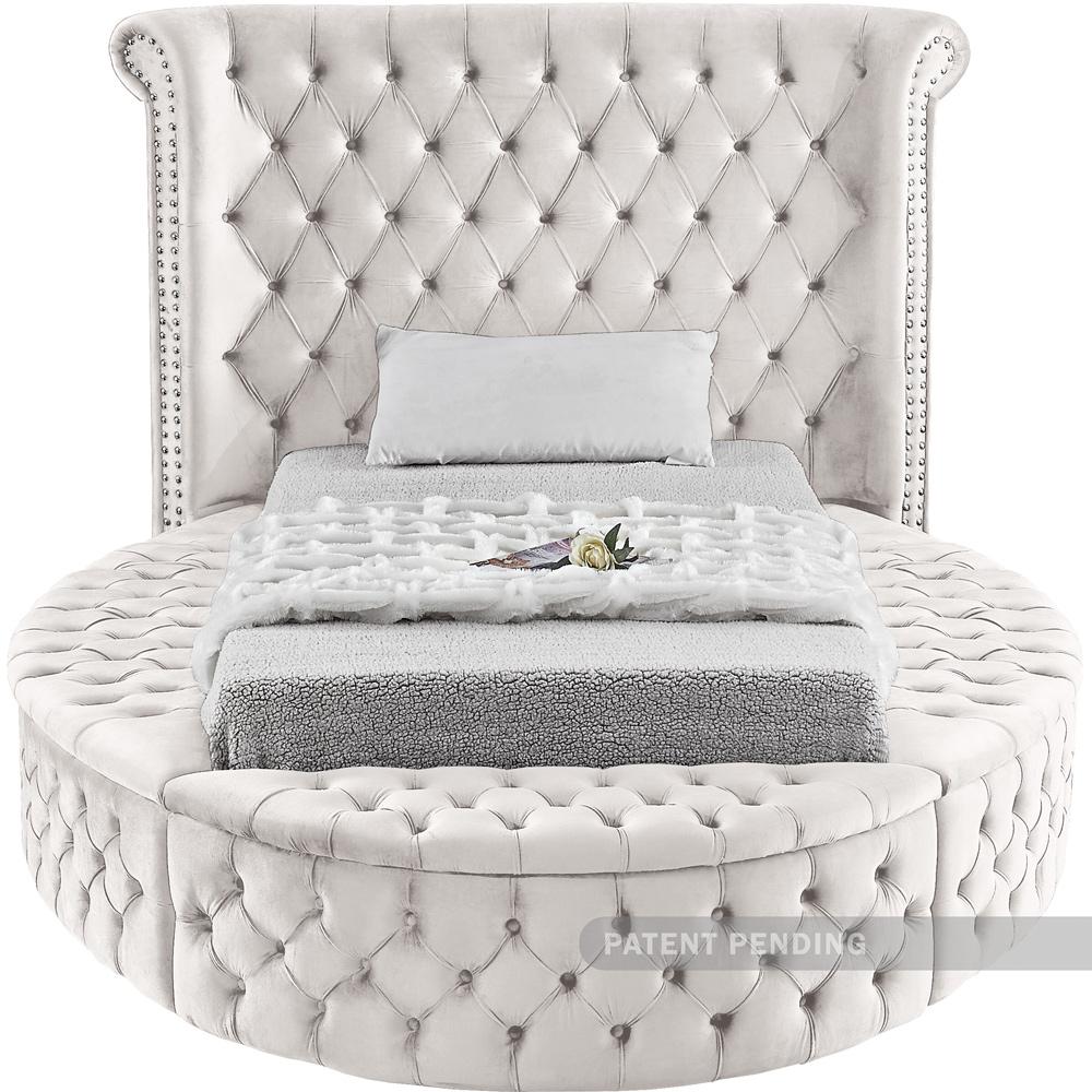 Meridian Furniture - Luxus Cream Velvet Twin Bed - LuxusCream-T veiw 5