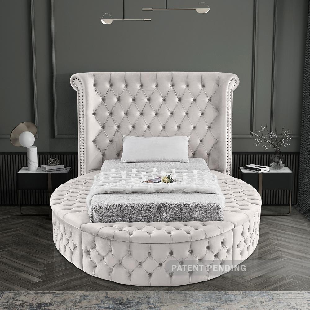 Meridian Furniture - Luxus Cream Velvet Twin Bed - LuxusCream-T veiw 6