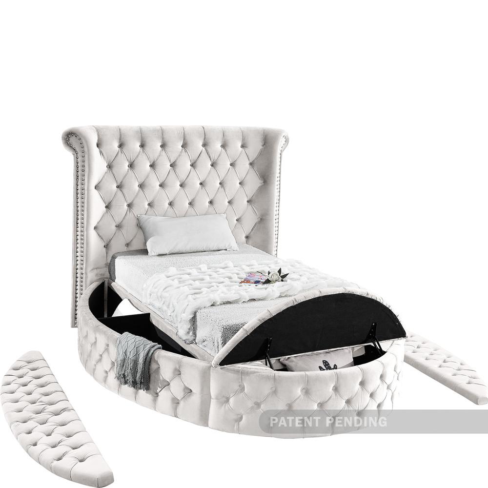 Meridian Furniture - Luxus Cream Velvet Twin Bed - LuxusCream-T veiw 7