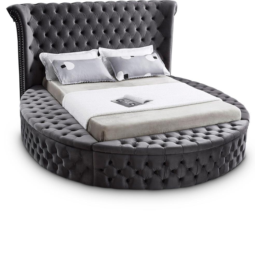 Meridian Furniture - Luxus Grey Velvet King Bed - LuxusGrey-K veiw 1