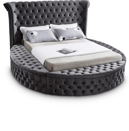 Meridian Furniture - Luxus Grey Velvet King Bed - LuxusGrey-K veiw 1
