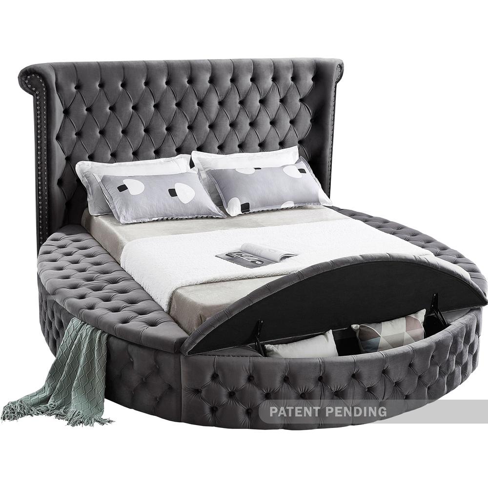 Meridian Furniture - Luxus Grey Velvet King Bed - LuxusGrey-K veiw 2