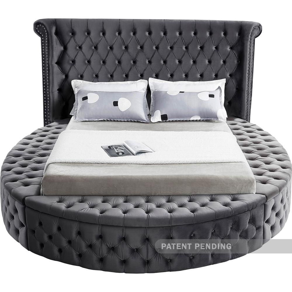Meridian Furniture - Luxus Grey Velvet King Bed - LuxusGrey-K veiw 5