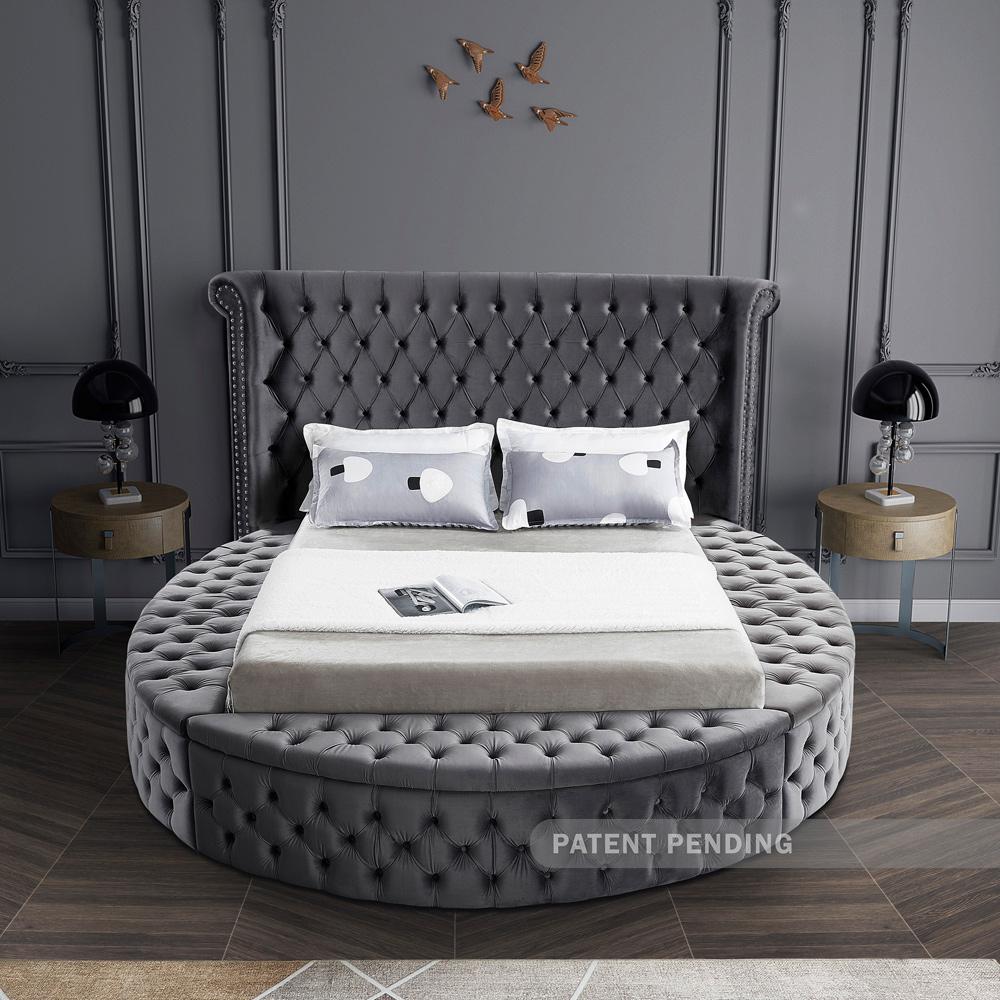 Meridian Furniture - Luxus Grey Velvet King Bed - LuxusGrey-K veiw 6