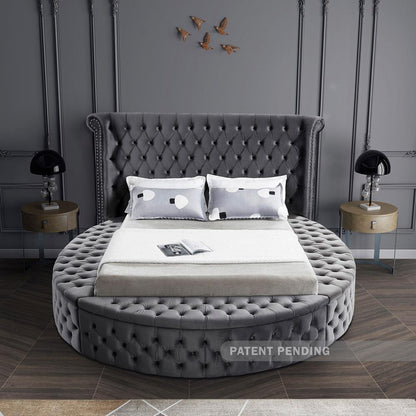 Meridian Furniture - Luxus Grey Velvet King Bed - LuxusGrey-K veiw 6