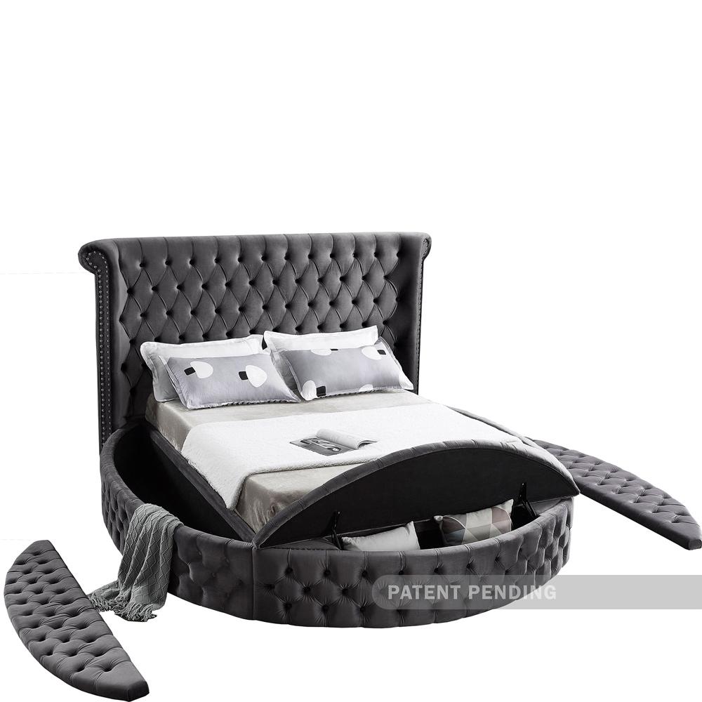 Meridian Furniture - Luxus Grey Velvet King Bed - LuxusGrey-K veiw 7
