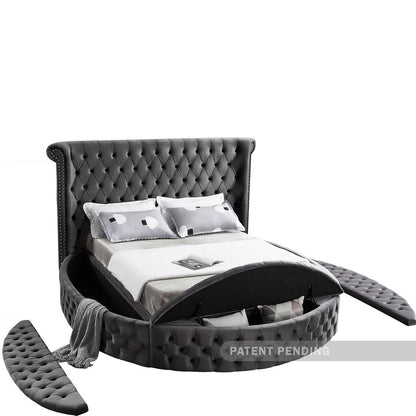 Meridian Furniture - Luxus Grey Velvet King Bed - LuxusGrey-K veiw 7