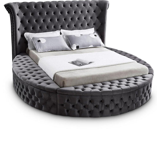 Meridian Furniture - Luxus Grey Velvet Queen Bed - LuxusGrey-Q veiw 1