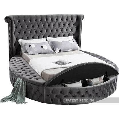 Meridian Furniture - Luxus Grey Velvet Queen Bed - LuxusGrey-Q veiw 2