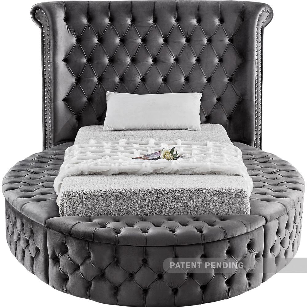 Meridian Furniture - Luxus Grey Velvet Twin Bed - LuxusGrey-T veiw 5