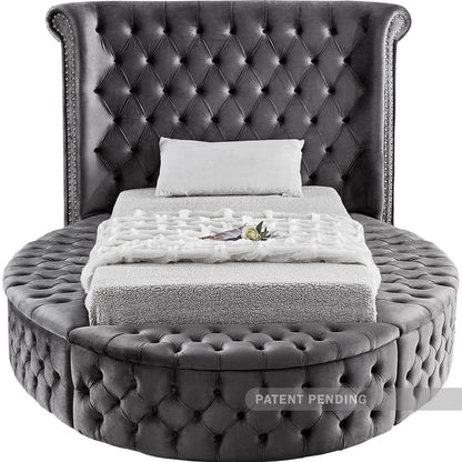 Meridian Furniture - Luxus Grey Velvet Twin Bed - LuxusGrey-T veiw 5