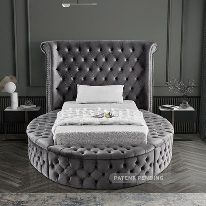 Meridian Furniture - Luxus Grey Velvet Twin Bed - LuxusGrey-T veiw 6