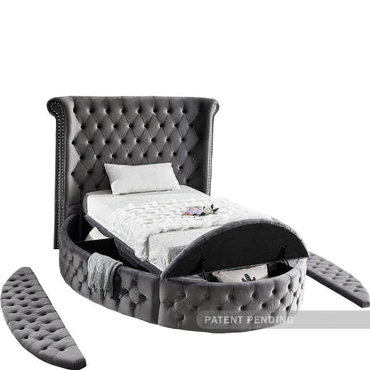 Meridian Furniture - Luxus Grey Velvet Twin Bed - LuxusGrey-T veiw 7