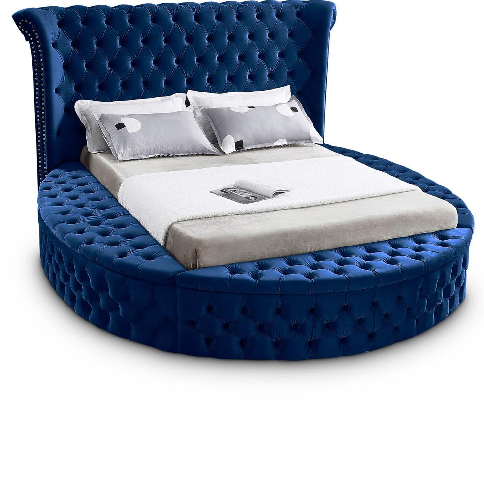 Meridian Furniture - Luxus Navy Velvet Full Bed - LuxusNavy-F veiw 1