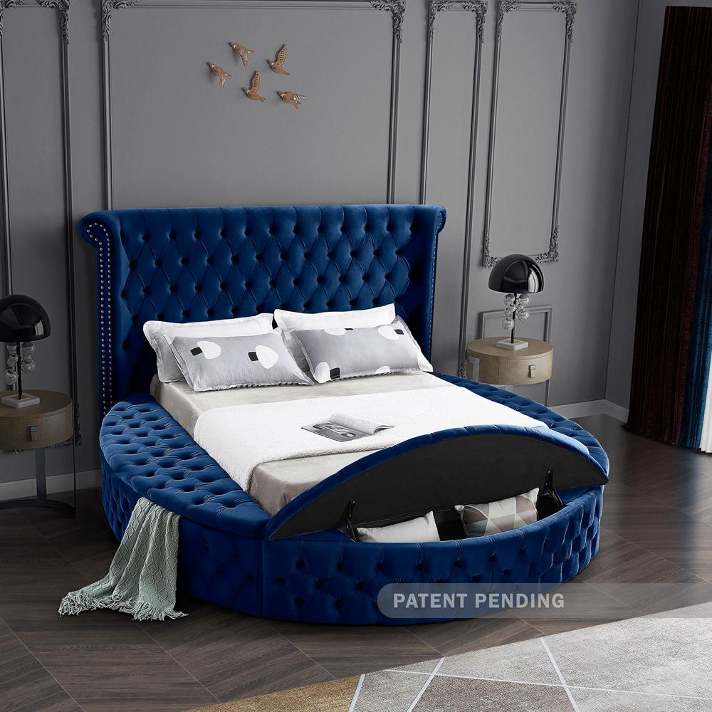 Meridian Furniture - Luxus Navy Velvet King Bed - LuxusNavy-K veiw 4