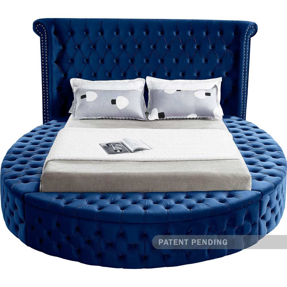 Meridian Furniture - Luxus Navy Velvet King Bed - LuxusNavy-K veiw 5