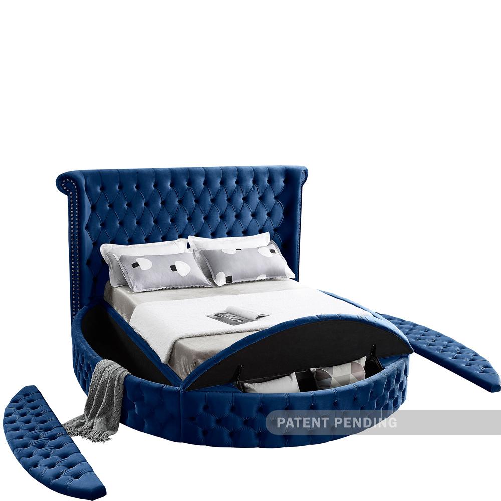 Meridian Furniture - Luxus Navy Velvet King Bed - LuxusNavy-K veiw 7