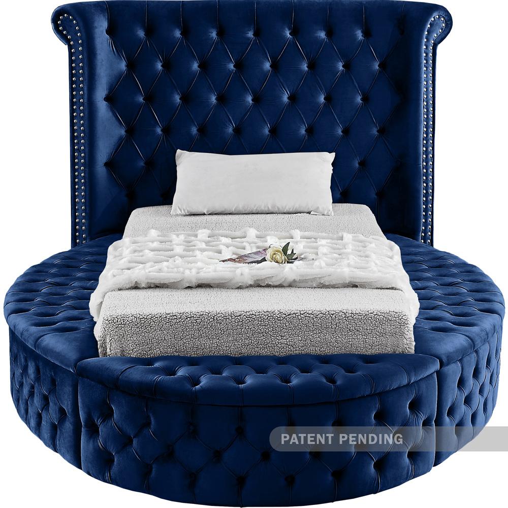 Meridian Furniture - Luxus Navy Velvet Twin Bed - LuxusNavy-T veiw 5