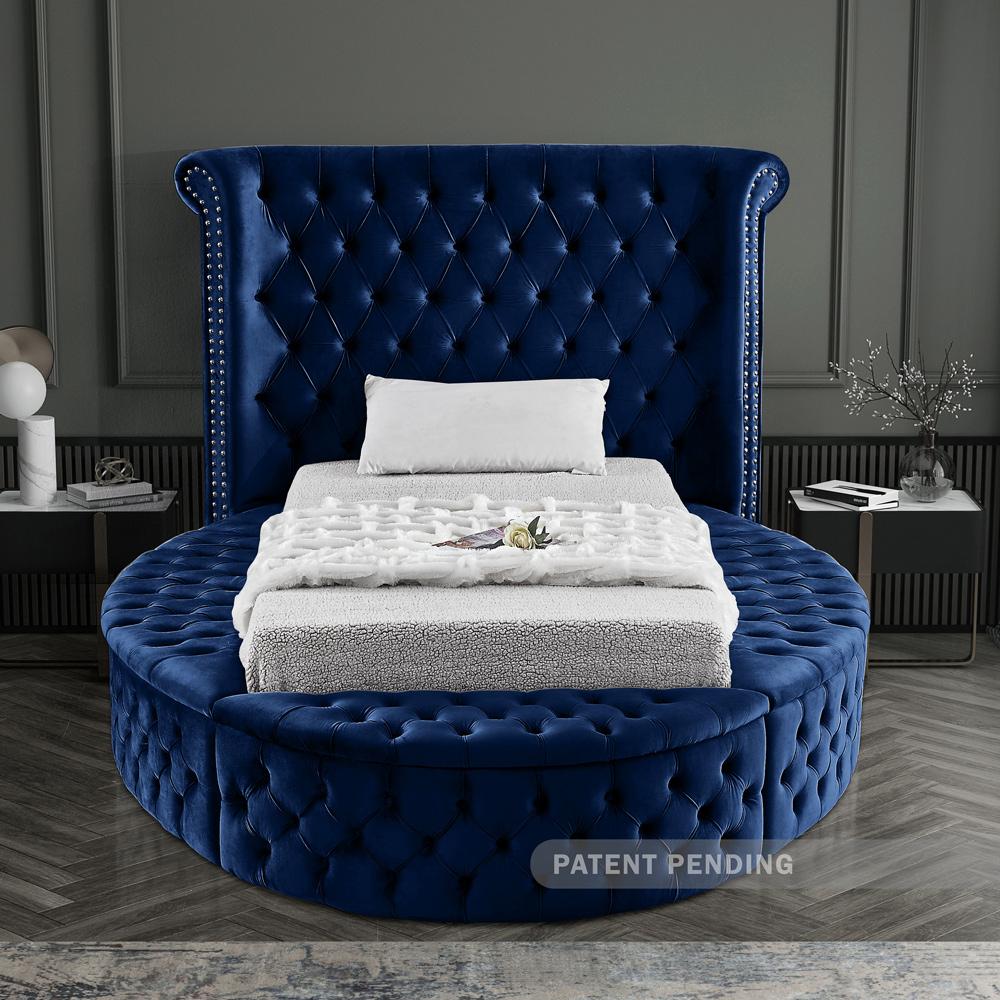 Meridian Furniture - Luxus Navy Velvet Twin Bed - LuxusNavy-T veiw 6