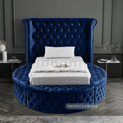 Meridian Furniture - Luxus Navy Velvet Twin Bed - LuxusNavy-T veiw 6