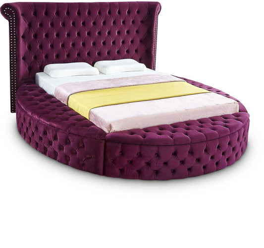 Meridian Furniture - Luxus Purple Velvet Queen Bed - LuxusPurple-Q veiw 1