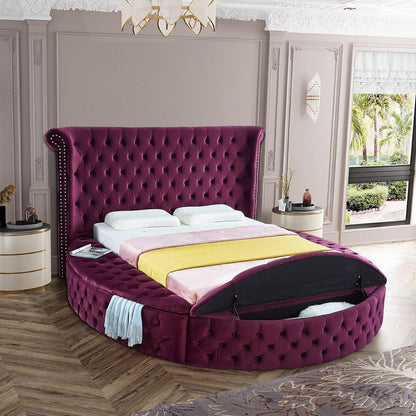 Meridian Furniture - Luxus Purple Velvet Queen Bed - LuxusPurple-Q veiw 4