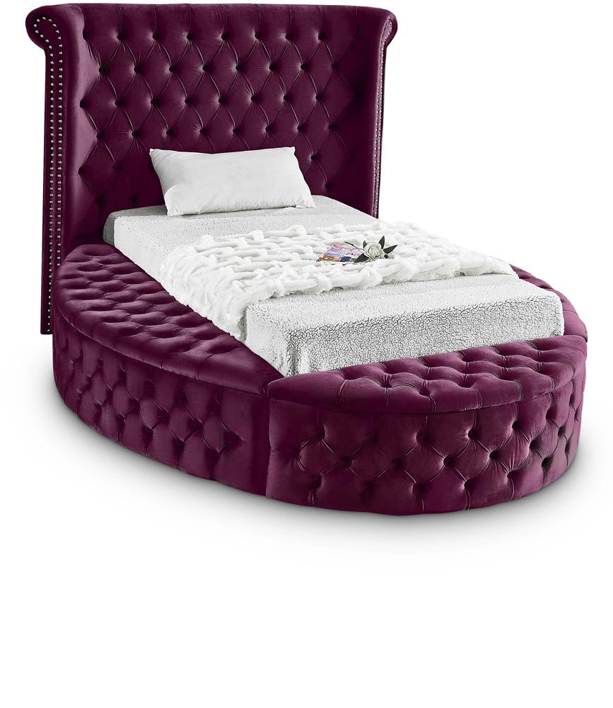 Meridian Furniture - Luxus Purple Velvet Twin Bed - LuxusPurple-T veiw 1