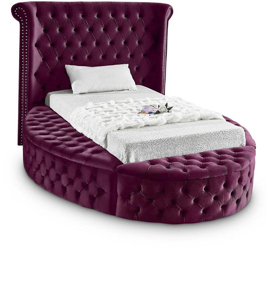 Meridian Furniture - Luxus Purple Velvet Twin Bed - LuxusPurple-T veiw 1