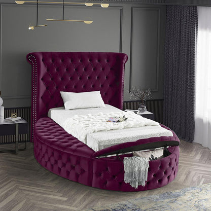 Meridian Furniture - Luxus Purple Velvet Twin Bed - LuxusPurple-T veiw 4