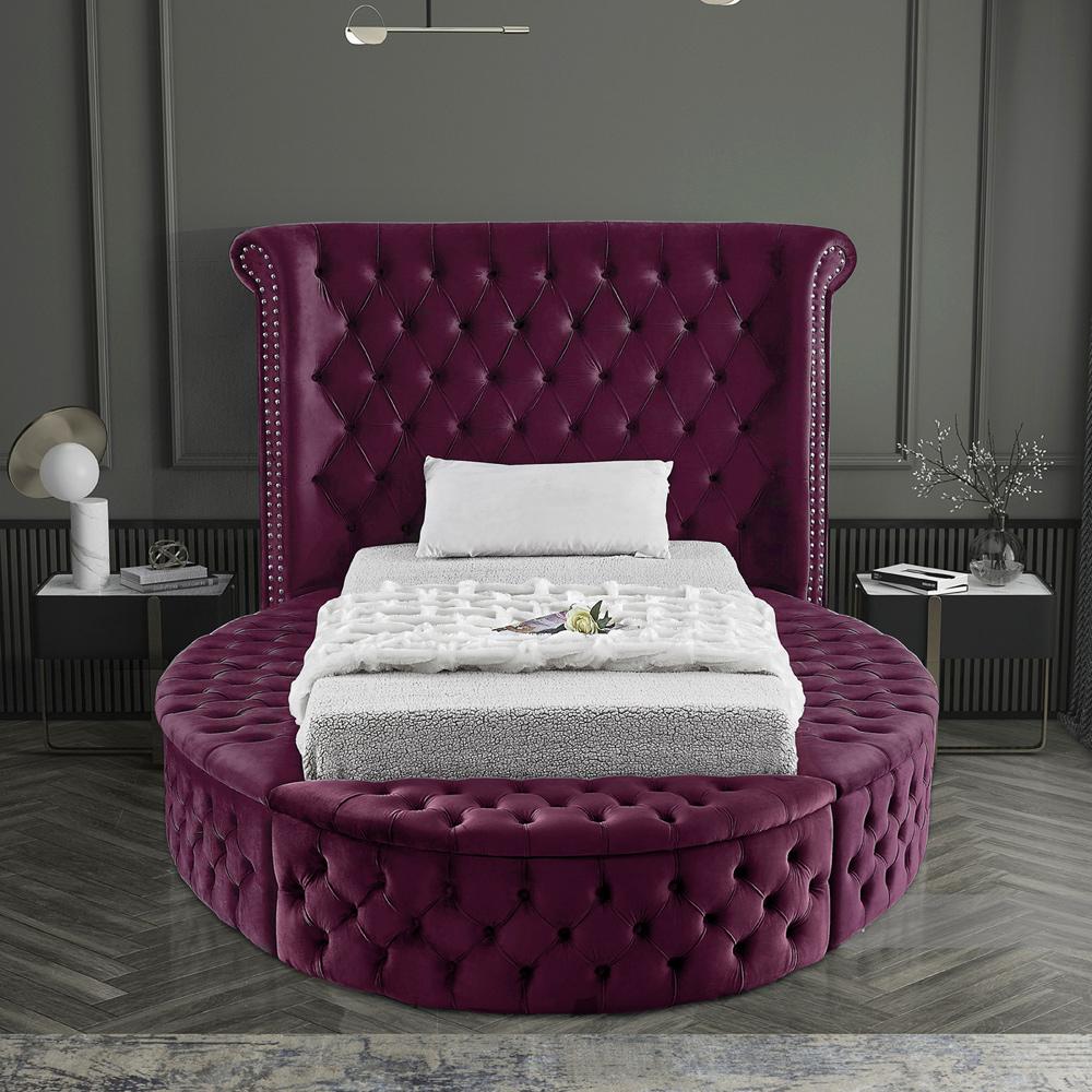 Meridian Furniture - Luxus Purple Velvet Twin Bed - LuxusPurple-T veiw 6