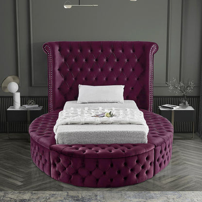 Meridian Furniture - Luxus Purple Velvet Twin Bed - LuxusPurple-T veiw 6