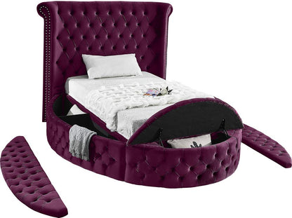Meridian Furniture - Luxus Purple Velvet Twin Bed - LuxusPurple-T veiw 7