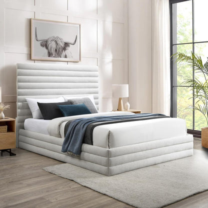 Meridian Furniture - Maxwell Cream Linen Textured Fabric Full Bed - MaxwellCream-F veiw 2