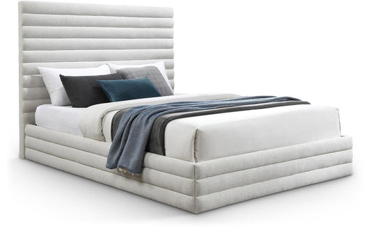 Meridian Furniture - Maxwell Cream Linen Textured Fabric King Bed - MaxwellCream-K veiw 1