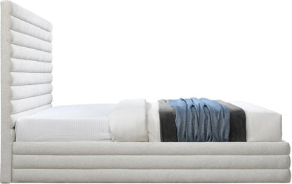 Meridian Furniture - Maxwell Cream Linen Textured Fabric King Bed - MaxwellCream-K veiw 4