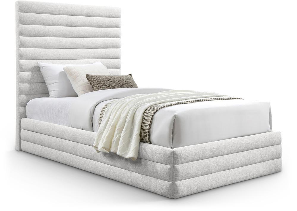 Meridian Furniture - Maxwell Cream Linen Textured Fabric Twin Bed - MaxwellCream-T veiw 1