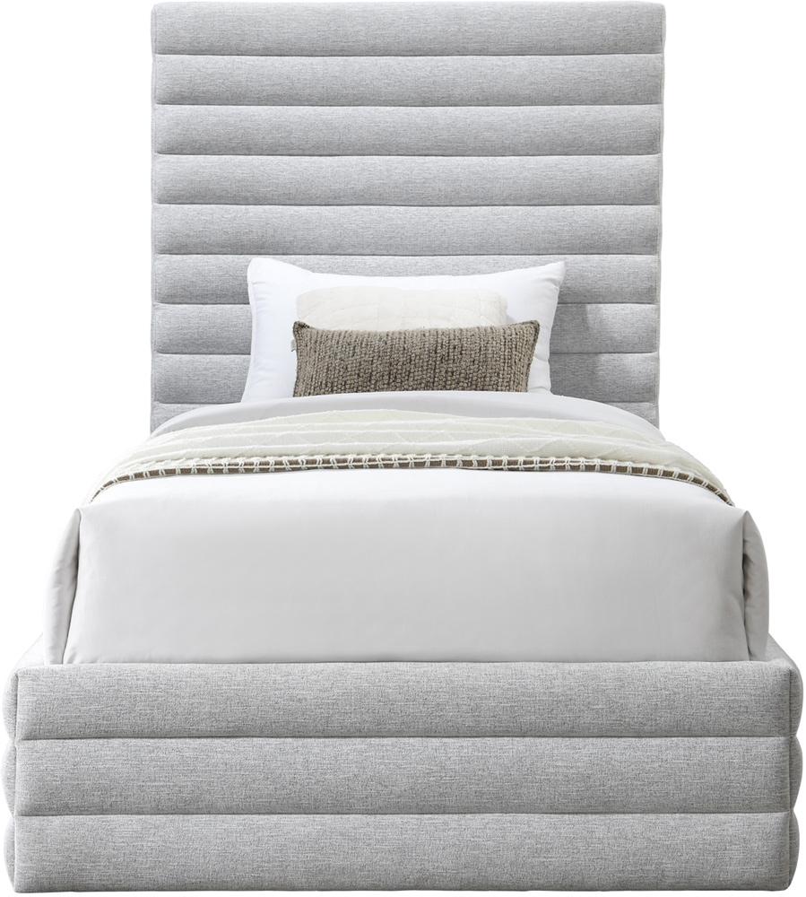 Meridian Furniture - Maxwell Grey Linen Textured Fabric Twin Bed - MaxwellGrey-T veiw 3