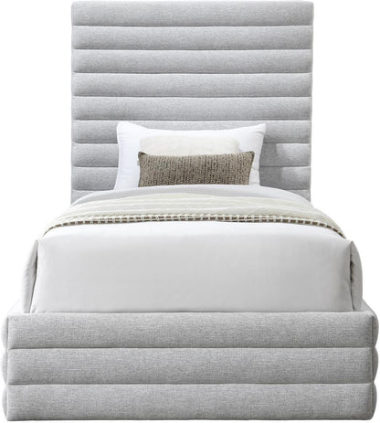 Meridian Furniture - Maxwell Grey Linen Textured Fabric Twin Bed - MaxwellGrey-T veiw 3