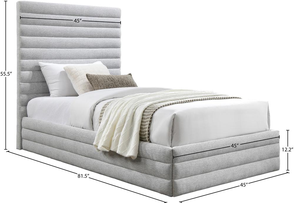Meridian Furniture - Maxwell Grey Linen Textured Fabric Twin Bed - MaxwellGrey-T veiw 7
