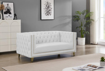 Meridian Furniture - Michelle White Vegan Leather Loveseat - 651White-L veiw 2