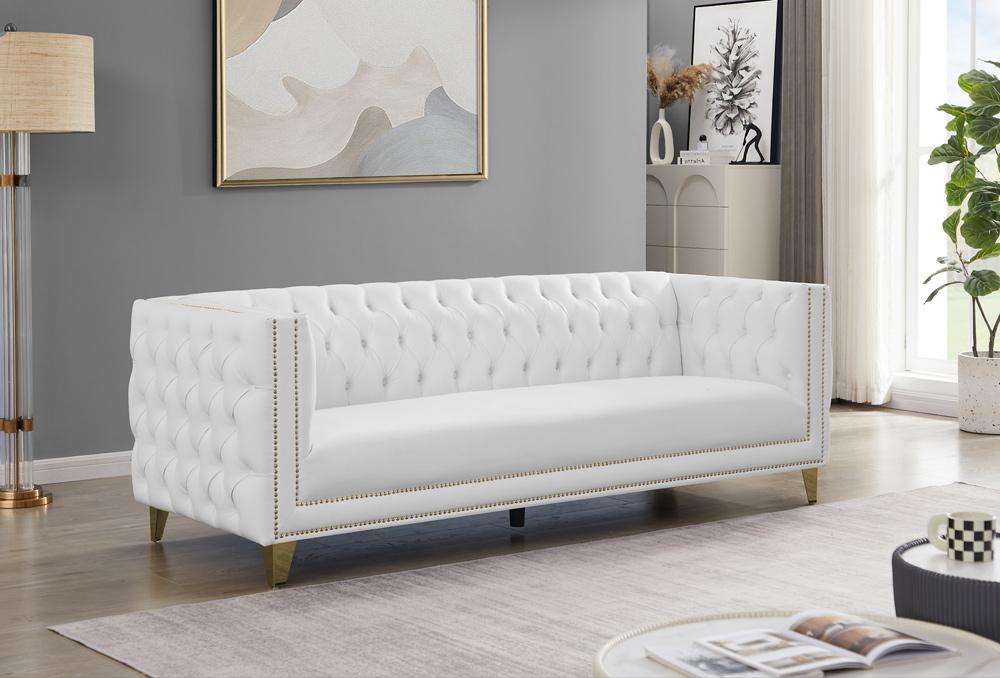 Meridian Furniture - Michelle White Vegan Leather Sofa - 651White-S veiw 2