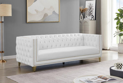 Meridian Furniture - Michelle White Vegan Leather Sofa - 651White-S veiw 2