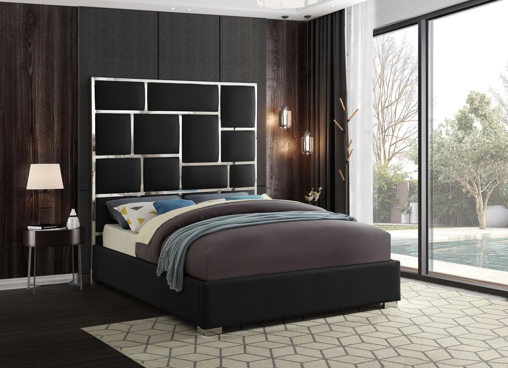 Meridian Furniture - Milan Black Vegan Leather King Bed - MilanBlack-K veiw 2