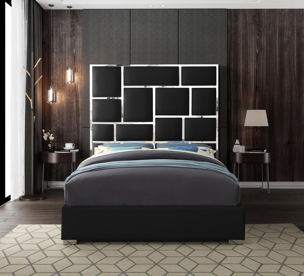 Meridian Furniture - Milan Black Vegan Leather King Bed - MilanBlack-K veiw 4