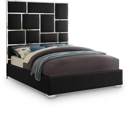 Meridian Furniture - Milan Black Vegan Leather Queen Bed - MilanBlack-Q veiw 1