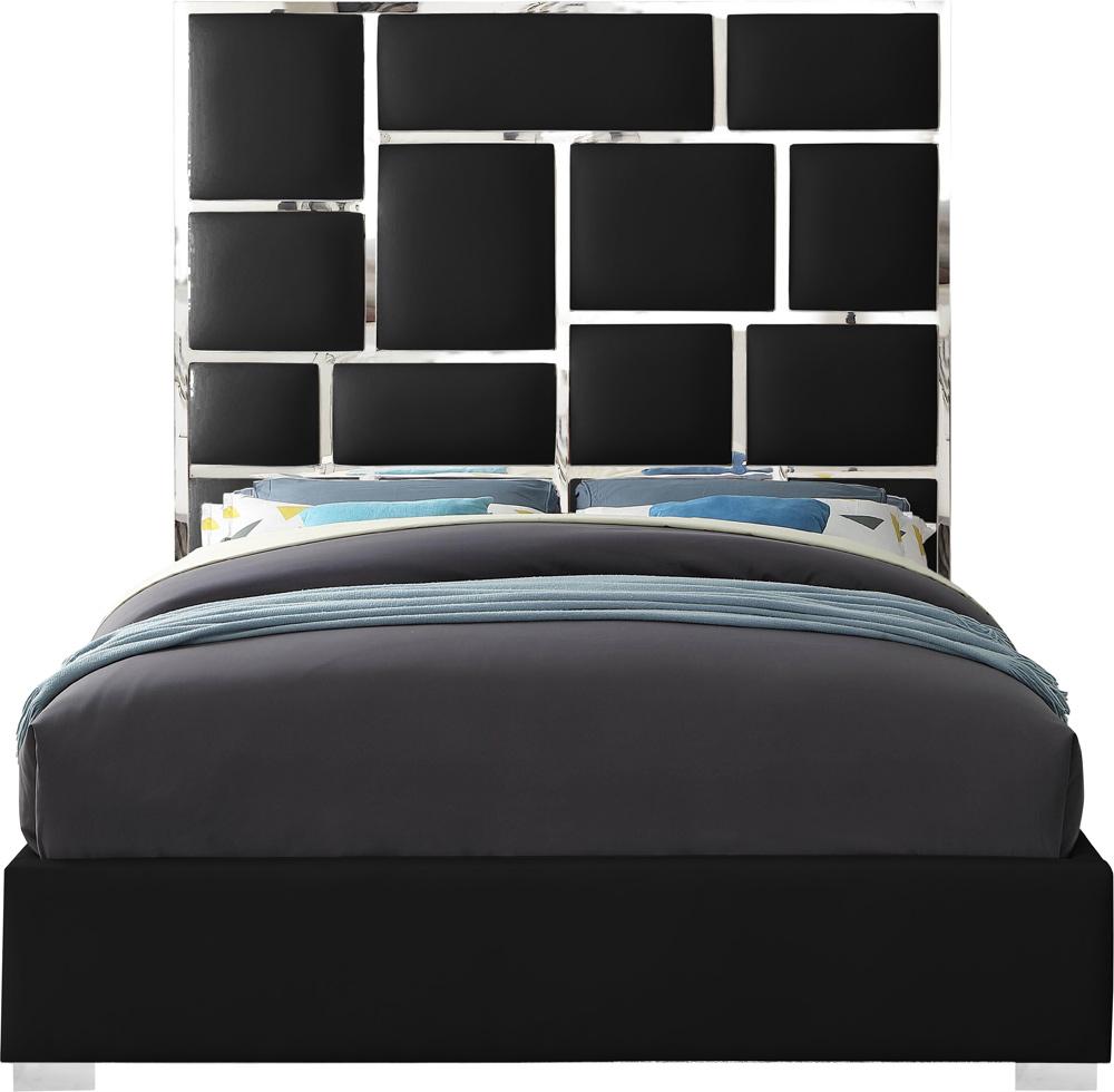 Meridian Furniture - Milan Black Vegan Leather Queen Bed - MilanBlack-Q veiw 3