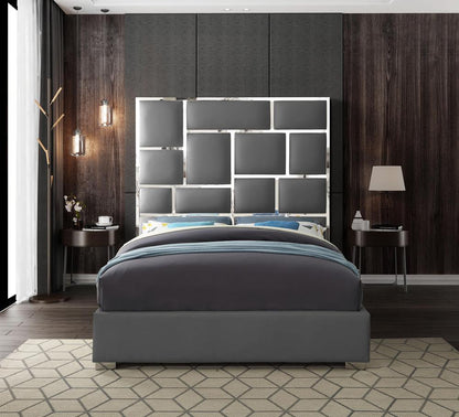 Meridian Furniture - Milan Grey Vegan Leather King Bed - MilanGrey-K veiw 4